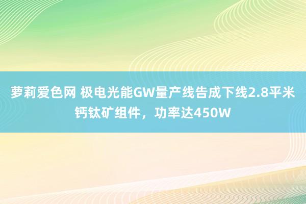 萝莉爱色网 极电光能GW量产线告成下线2.8平米钙钛矿组件，功率达450W