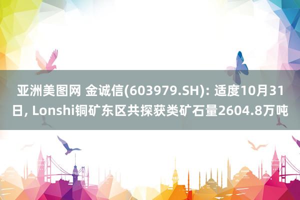 亚洲美图网 金诚信(603979.SH): 适度10月31日， Lonshi铜矿东区共探获类矿石量2604.8万吨