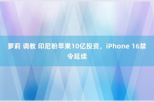 萝莉 调教 印尼盼苹果10亿投资，iPhone 16禁令延续