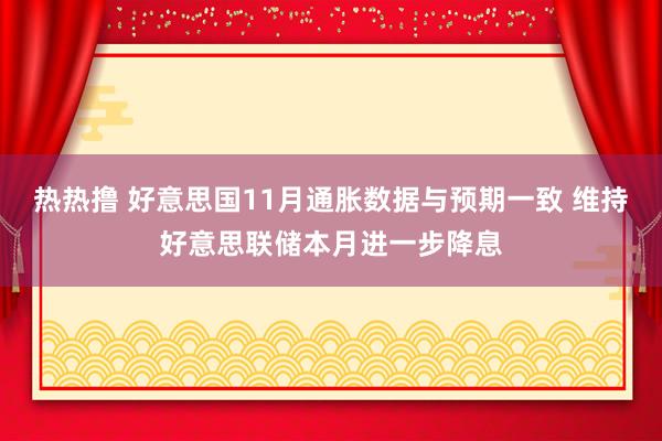 热热撸 好意思国11月通胀数据与预期一致 维持好意思联储本月进一步降息