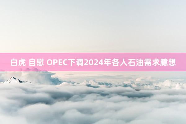 白虎 自慰 OPEC下调2024年各人石油需求臆想