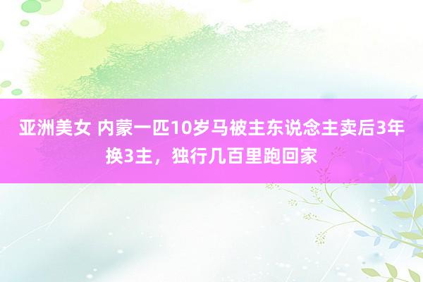 亚洲美女 内蒙一匹10岁马被主东说念主卖后3年换3主，独行几