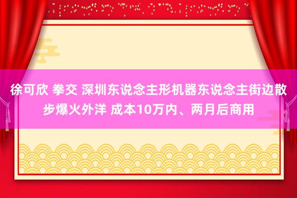 徐可欣 拳交 深圳东说念主形机器东说念主街边散步爆火外洋 成本10万内、两月后商用