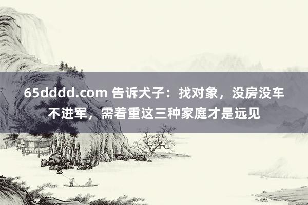 65dddd.com 告诉犬子：找对象，没房没车不进军，需着