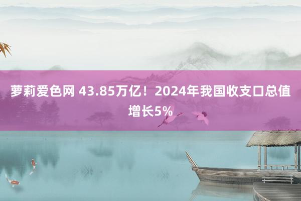 萝莉爱色网 43.85万亿！2024年我国收支口总值增长5%