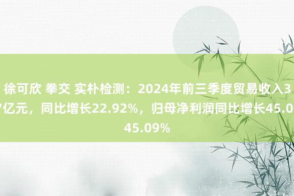 徐可欣 拳交 实朴检测：2024年前三季度贸易收入3.07亿